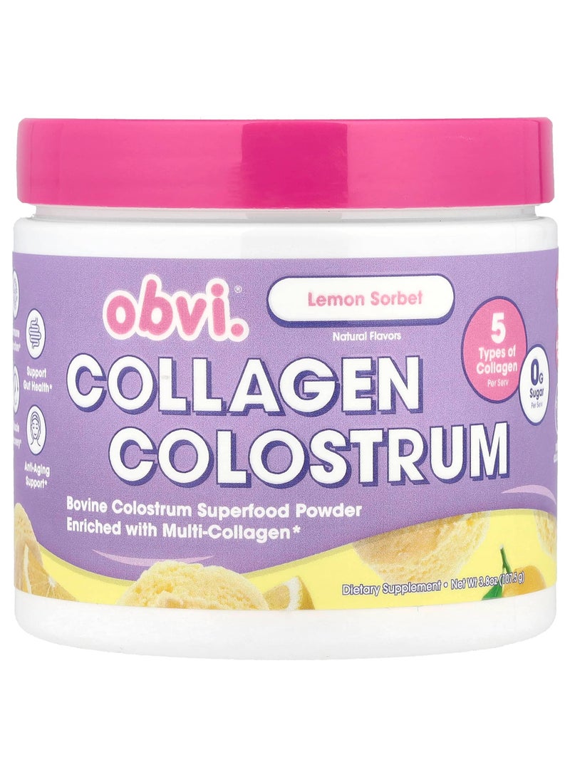 Collagen Colostrum, Lemon Sorbet , 3.8 oz (107.5 g)